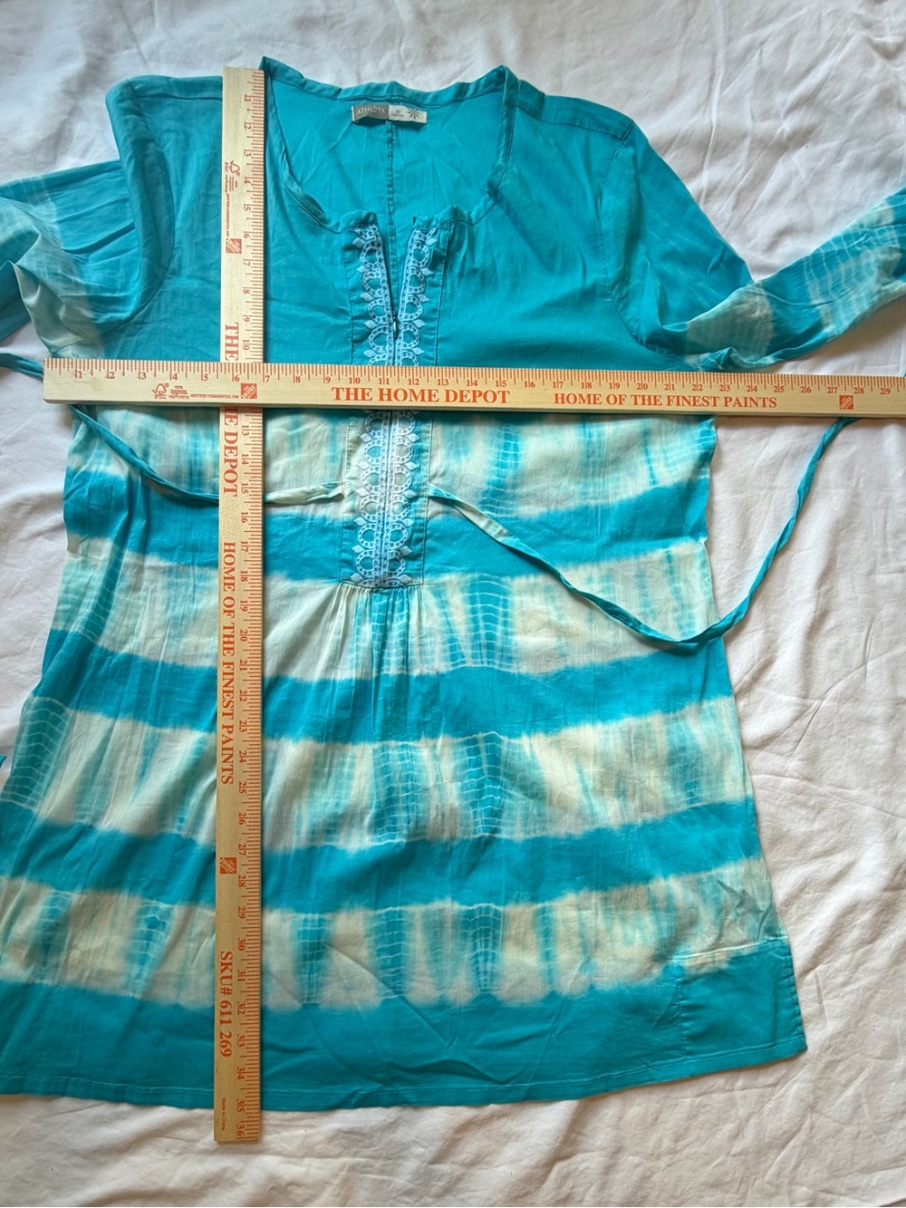 Athleta Surfer Girl Embroidered Boho Swim Coverup Dress Blue Tie Dye Size 2X - Picture 13 of 13